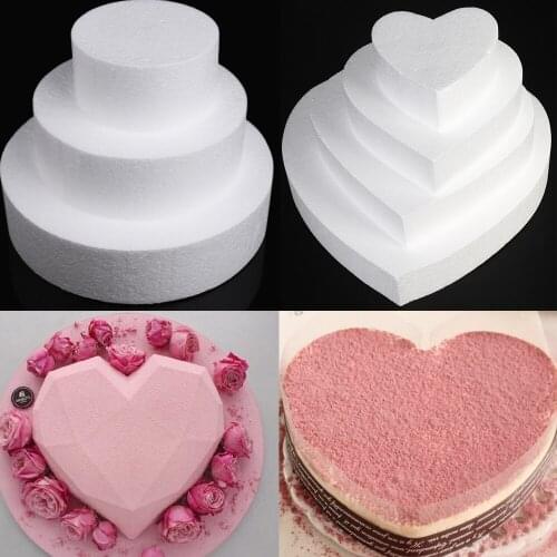 4/6/8/10 inch Round Heart Shape Practice Model Cake Foam Mold Sugarcraft Dummy Party Polystyrene Styrofoam Kitchen Accessories