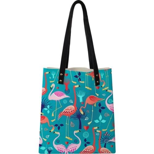HaoYun Fashion Womens Handbags Cartoon Flamingos Prints Pattern Girls Shoulder Bags Casual Large Capacity Travel Totes Bags