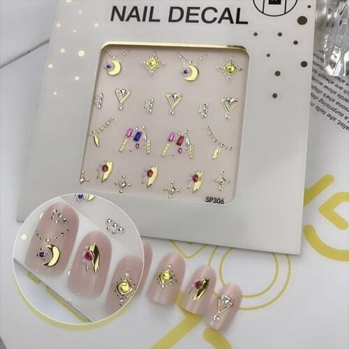 Moon Bronzing Rhinestones Nail Art Sticker Decals 3D Sequins Holographic Glitter Flakes Sequin Mirror Glitter Effect Decorations