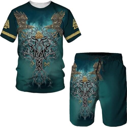 2021 New Summer 3d Printing Mens T-shirt + Shorts Suit Mens Sportswear Sports Suit O-neck Short-sleeved Boy Clothing Suit