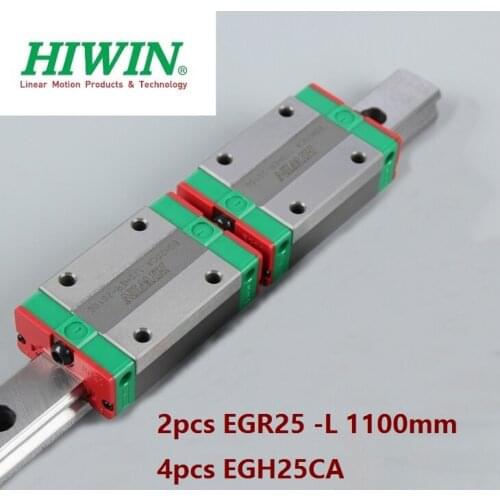 2pcs origial Hiwin rail EGR25 -L 1100mm linear guide + 4pcs EGH25CA carriage blocks for CNC router