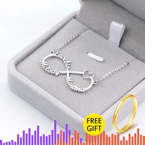 Gold Color Personalized Infinity Name Necklace With Heart Custom Couple Name Pendants Stainless Steel Jewelry Best Friend Gifts