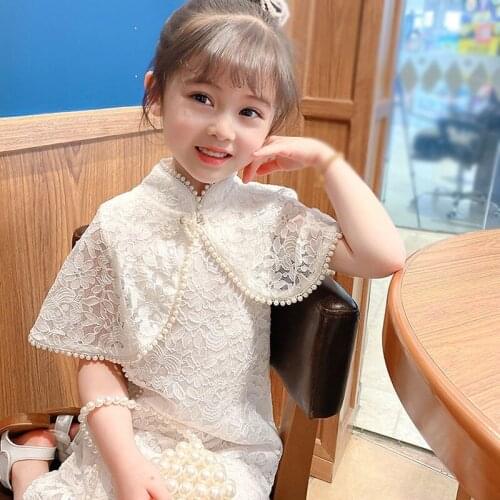 Summer Chinese Style Cheongsam Palace Retro Improved Gentle Girls Embroidered Dress Sweet Bow Shawl