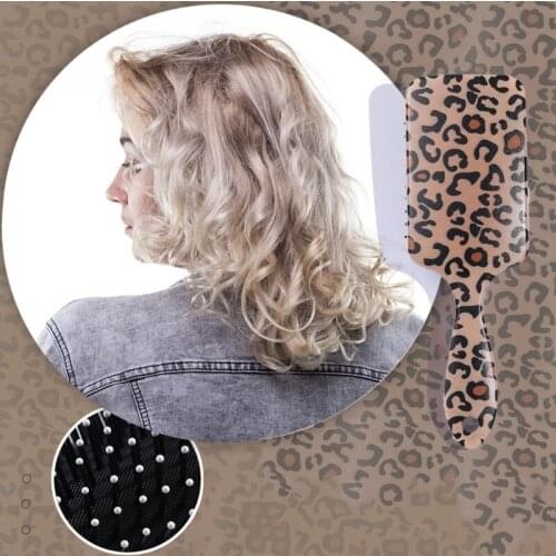 Rectangle Head Anti-Static Detangler Hair Brush Leopard Air Cushion Massage Comb K1KB