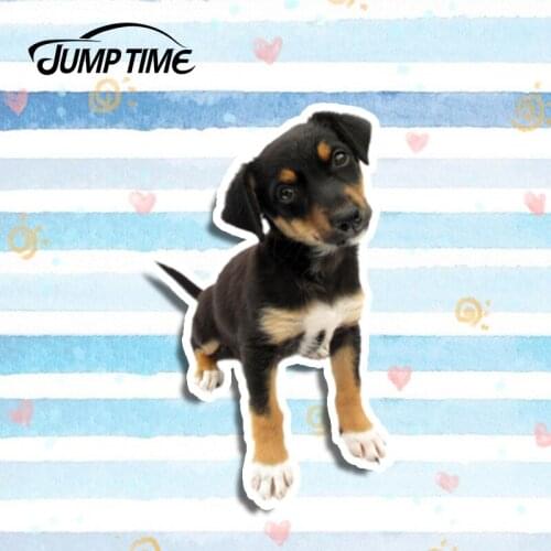 Jump Time 13cm x8cm Car Sticker Small Milk Cute Dog Vinyl Sticker Laptop Travel Luggage Decal Car Styling Waterproof Accessories