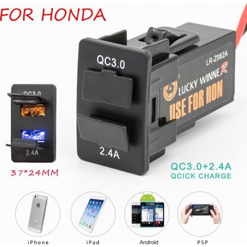 QC3.0 2.4A Dual USB Car Fast Charger Special Car Double USB Interface Quick Charger for Honda Fit Crider Jade Xrv Odyssey Vezel