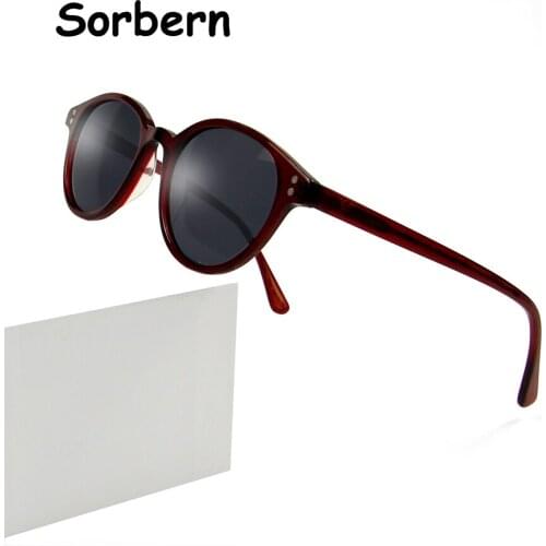 Classic Acetate Vintage Round Sunglasses Polarized Lens Women Retro Sun Glasses For Men Rivet Driving Unisex Eyewear UV400