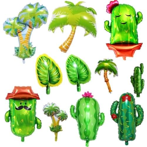 Tropical Plant Coconut Tree Cactus Aluminum Foil Balloon Earth Day Green Theme Decoration Supplies Children Birthday Party Gifts