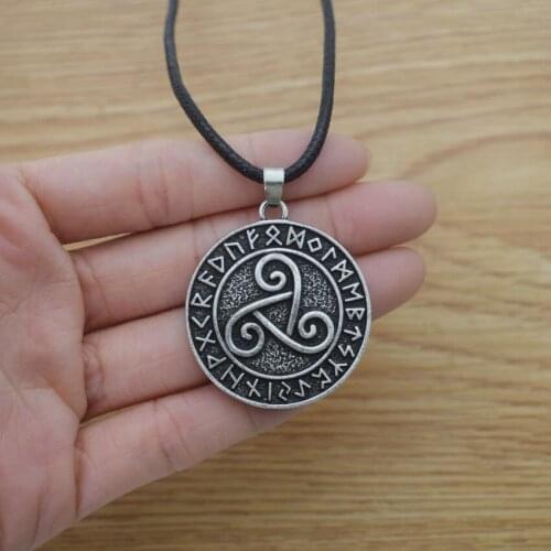 12pcs Celtics Irish Knot Triskele Knot Triple Spiral Rune Necklace for Men Women Jewlery