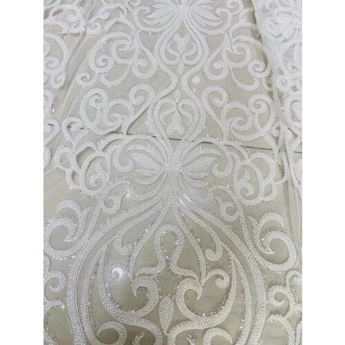 Heavy beaded French Net Lace Fabric bridal Embroidered Lace Fabric J-106683 for wedding dress