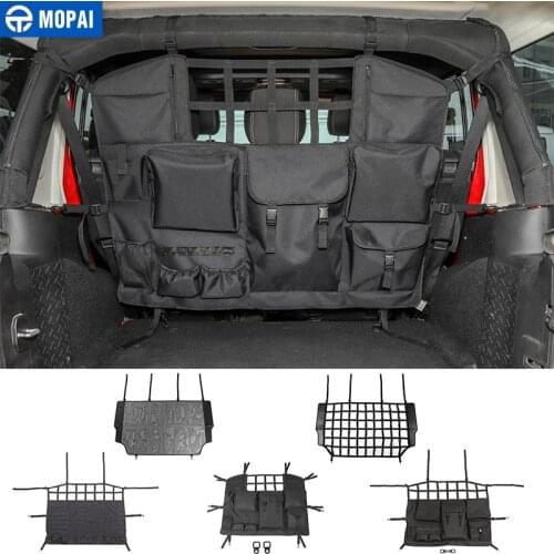 MOPAI Stowing Tidying for Jeep Wrangler JK JL Car Trunk Pet Isolation Net Storage Bag Accessories for Jeep Wrangler 2007-2019