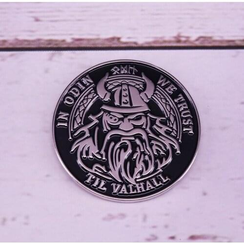 In Odin We Trust Viking Brooch Norse Runes Enamel Pin talisman accessory from simida