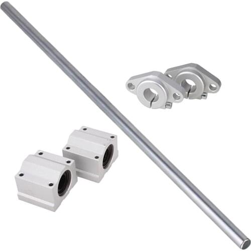 Vertical 12mm Dia Linear Motion Ball Bearing Slide Bushing &400mm Linear Shaft Optical Axis with Rod Rail Support Set of 5