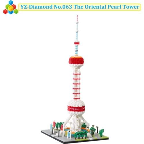 YZ Diamond Bricks World Famous Architecture Model Set The Oriental Pearl Tower Micro Mini Blocks Building Blocks Set 1412Pcs