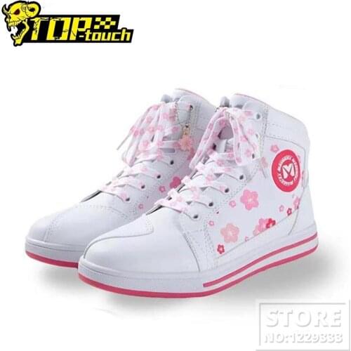 Women Motorcycle Boots Breathable Motorcycle Shoes Casual Botas Moto Motorbike Boots Reflective Shoe Laces Street Racing Boots