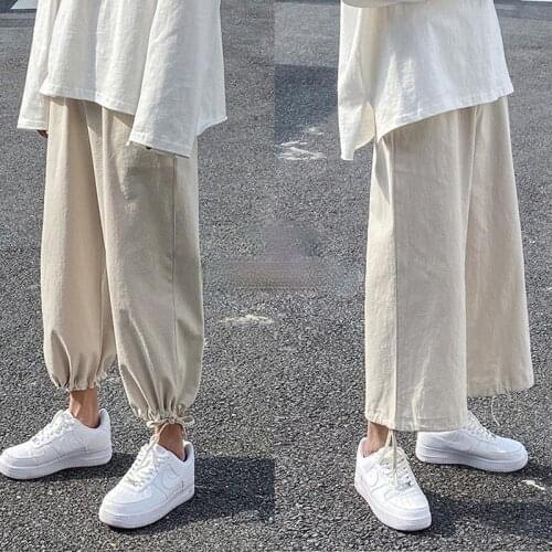PIPIMOTHER Women Cotton And Linen Wide Leg Pants High Waist Straight Slim Legged Sweatpants