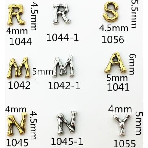 10Pcs/Lot Japan Vintage Gold Silver English Letter Alphabet Metal Alloy Nail Art Deco Nail Stickers/Charms/ Tools for Manicure