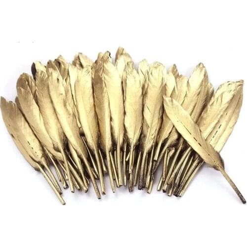 10pcs/bag Gold Plated Feathers for Christmas & Halloween Wedding Party Decoration & DIY Handicrafts Accessories Home Decoration