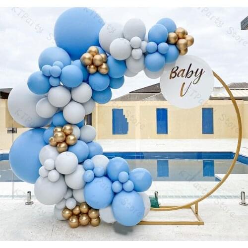 113pcs Gold Balloons Garland Arch DIY Wedding Decor Doubled Blue Gray Balloon Birthday Party Baby Shower Anniversary Decoration
