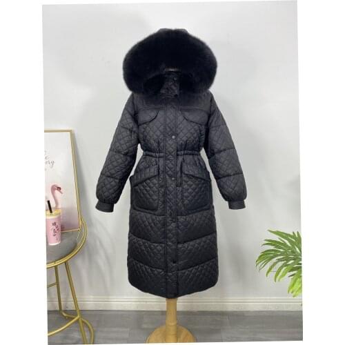 2021 Women 90% White Duck Down Coat Winter Long Parkas Natural Fox Fur Hooded Warm Thick Puffer Feather Coat Snow Outwear