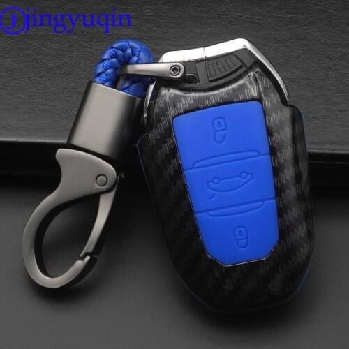 3Button Carbon Fiber+Silicone Car Key Case Cover For Peugeot 107 206 207 208 306 307 308 407 408 508 RCZ For Citroen C2 C3 C4 C5