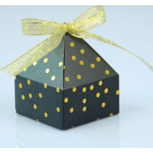 50pcs candy box bag chocolate paper gift package for Birthday Wedding Party favor Decor supplies DIY baby shower dot white black