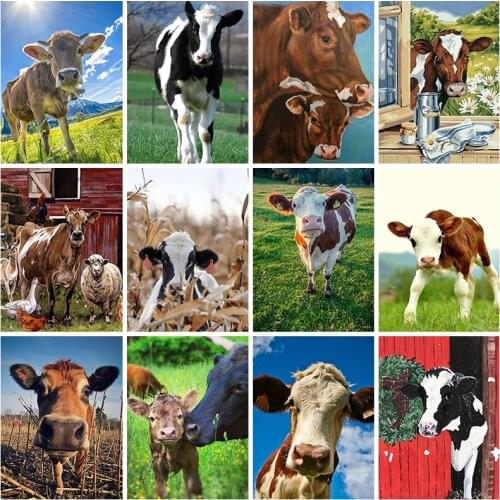 5D DIY Diamond Painting Animal Completo Cross Stitch Embroidery Animali Mosaic Cow Art Picture Home Decoration