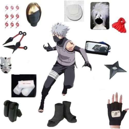 Anime Cosplay Hatake Kakashi cosplay costume Clothes halloween mask custom made size for adult women men wig