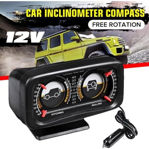 12V Car Angle Tilt Two-barreled Backlight Inclinometer For Compass Balance Level Slope Meter Gauge