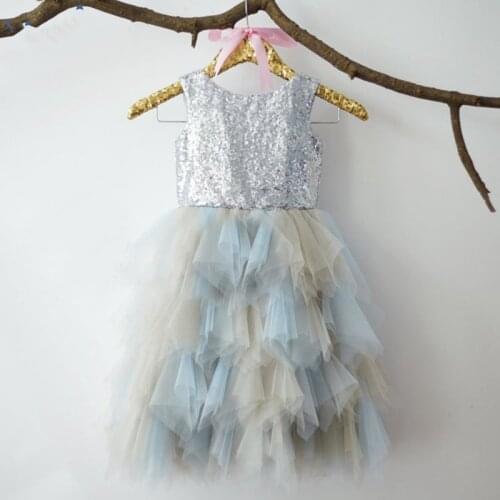 Glitter Sequined Infant Girls Dress A-Line Children Birthday Party Princess Dress Sleeveless Kids Clothing Pageant Party Dress