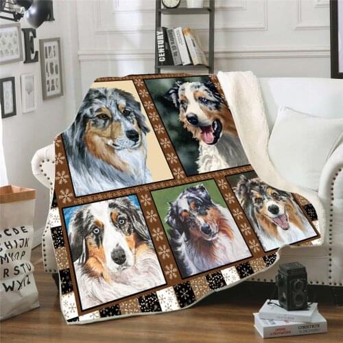 Collie 3d printed fleece blanket for Beds Hiking Picnic Thick Quilt Fashionable Bedspread Sherpa Throw Blanket
