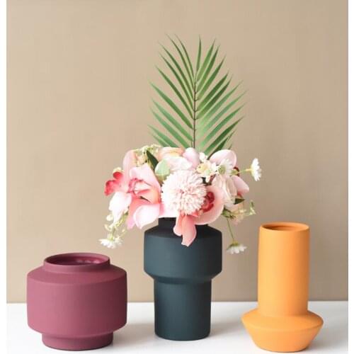 Nordic Morandi Color Ceramic Vase Fake Dried Flower Coffee Table Adornments Crafts Home Livingroom Desktop Furnishing Decoration