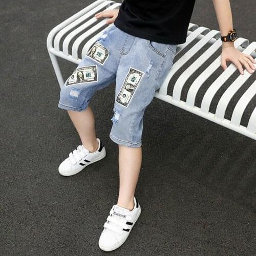 New Sale 2020 Summer Shorts Cotton Denim Baby Boys Short Pant Kids Baby Boy Casual Pants Elastic Waist Knee-length Denim Pant