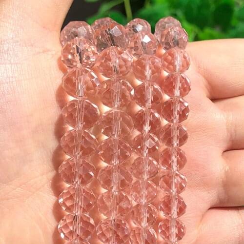 Wholsale Pink Clear Faceted Glass Crystal Rondelle Spacer Beads 4-12mm 15'' for Jewelry Making DIY Bracelet Necklace Accessorie