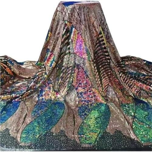 SJ Lace Latest African Lace Fabric 2021 High Qulity Lace Sequins Nigerian French Tulle Lace Fabric For Wedding Party Dress A5-70