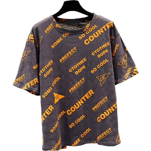 Zuolunouba Summer Fashion Woman O-neck T-shirt Print Letter Harajuku Cotton Tops Tees Loose Female Short Sleeve Wild T Shirt