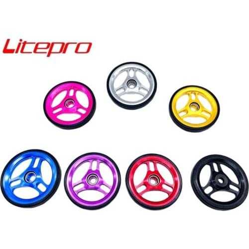 Litepro Folding Bike Easywheel For Brompton Birdy Hollow Easywheel Aluminum Alloy Rubber Easy Wheel