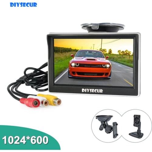 DIYSECUR 5" 1024*600 IPS AHD Car Rear View Monitor Parking Backup Monitor with Suction Cup and Bracket for MPV SUV Horse Lorry