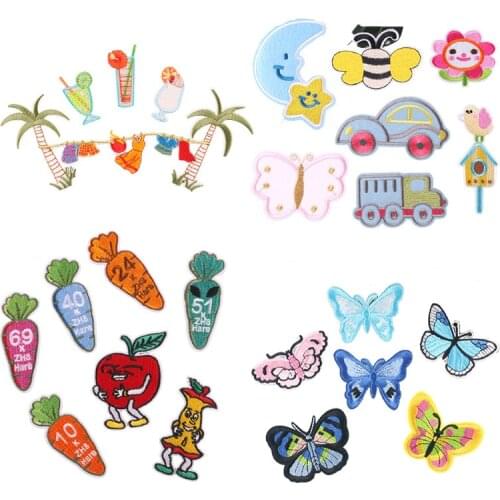 Cartoon Embroidered Badges Patches Sticker Heat Labels Sew Iron On Transfers For Clothing Dress Shirt Bag DIY Applique Apparel