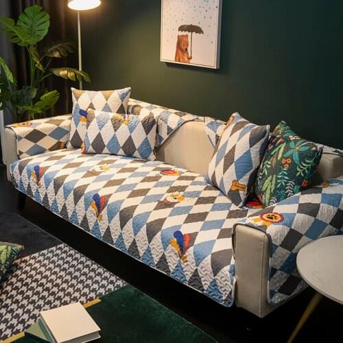 Geometric Soft Non-slip Plaid Sofa Covers Slipcover for Living Room Furniture Protection Cover Stretch Corner Couch Covers Towel