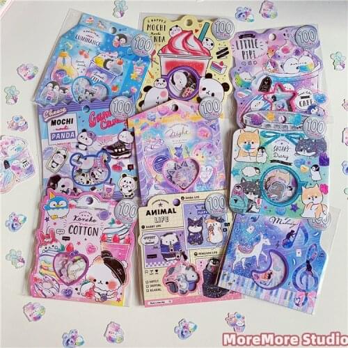 New Japanese Stationery Stickers Cute Panda Unicorn Cat Sticky Paper Kawaii PVC Diary sticker For Decoration Diary Scrapbooking