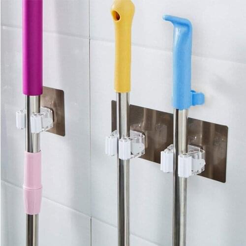1Pcs Mop Broom Holder Wall Mounted Broom Clip Mop Gripper Broom Hanger Home Storage Rack Bathroom Suction Hanging Pipe Hook