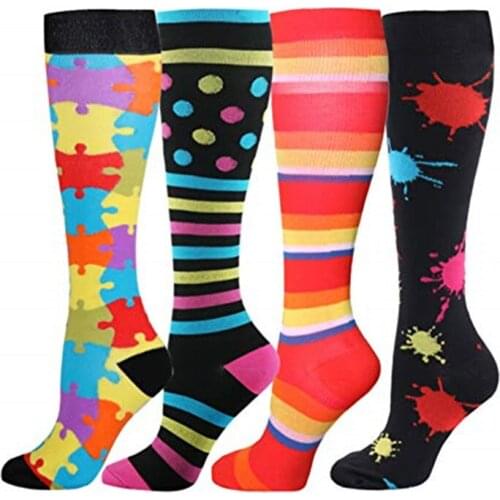 Compression Socks Anti Fatigue Varicose Veins Knee High Men Women Happy Stockings 20-30 MmHgSports Running Compression Stocking