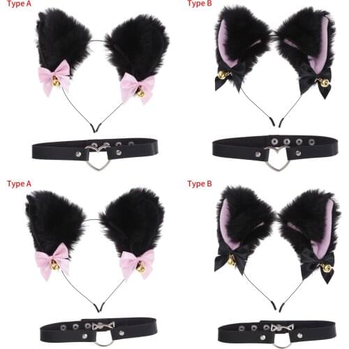 Adult Games Exotic Accessories Sexy Plush Cat Ears Hair Hoop Restraints PU Leather Slave Collar Sex Toys Kit for Cosplay Costume