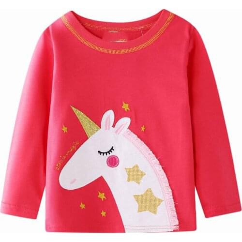 2-7 Years Children Kids Tops T Shirt New Spring Baby Boy Girls Long Sleeve Unicorns T Shirt Cotton Children Shirts Clothes