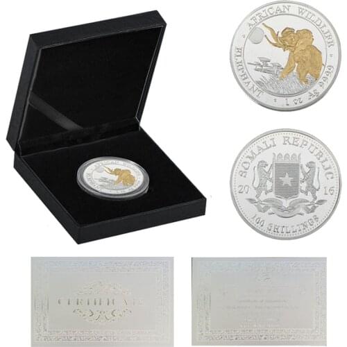 2016 Somali Republic 1OZ Elephant Silver Coin Protect African Wildlife Commemorative W/ Luxury Box
