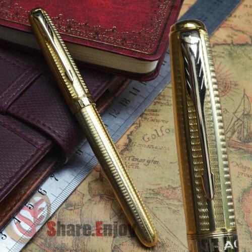 FOUNTAIN PEN 18KGP MEDIUM NIB JINHAO 601 COMPLETE GOLDEN ARROW CLIP