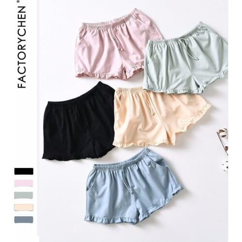 Summer Pure Color Simple Women Sleep Bottoms Simple Natural Cotton Ladies Pajamas Home Pants 5 Colors Lace Shorts Sexy Lingerie