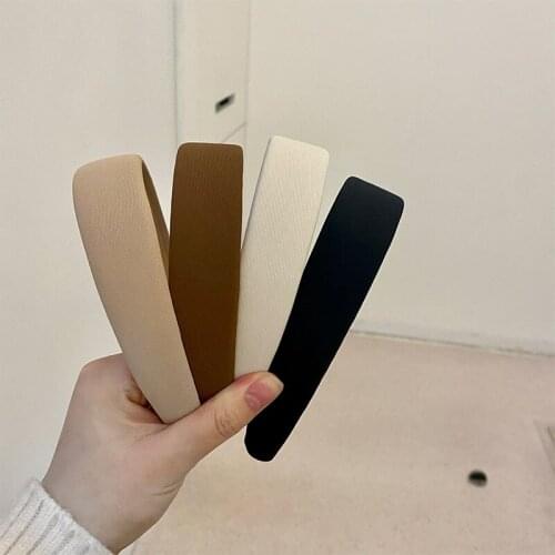 Wide-brimmed Fabric Hairband Women Girls Solid Color Korea Sweet Headband Bezel 2021 Fashion Hair Accessories Headwear