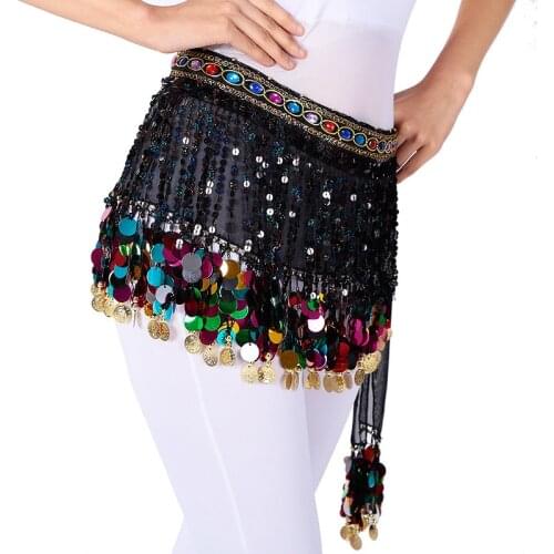 Belly Dance Belt With Colorful Coins Women Clothes 2019 Dance Prop Bellydance Tassel Hip Scarf Bellydance Belt Oriental Dance